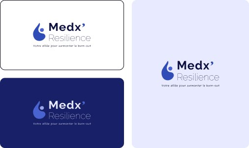 Medx'Resilience - Branding 7 Variantes du logo de Medxresilience sur différents fonds