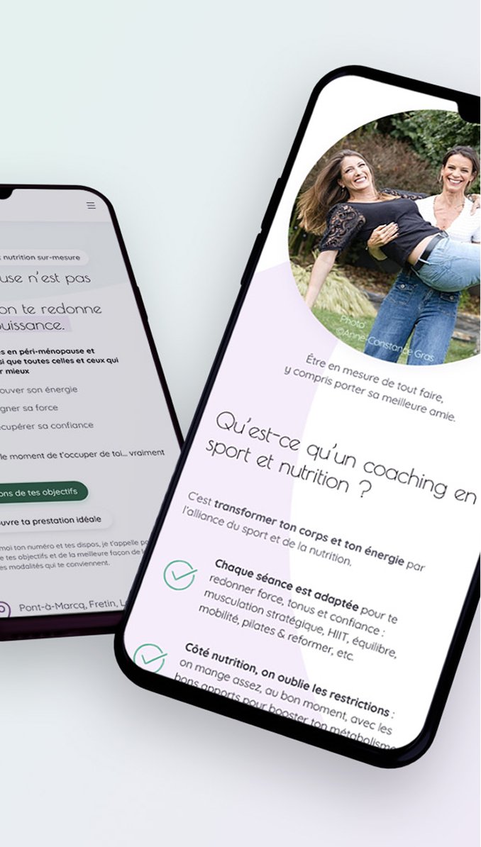 Mise en scène du site web de PULSE Transformative Coaching sur mobile
