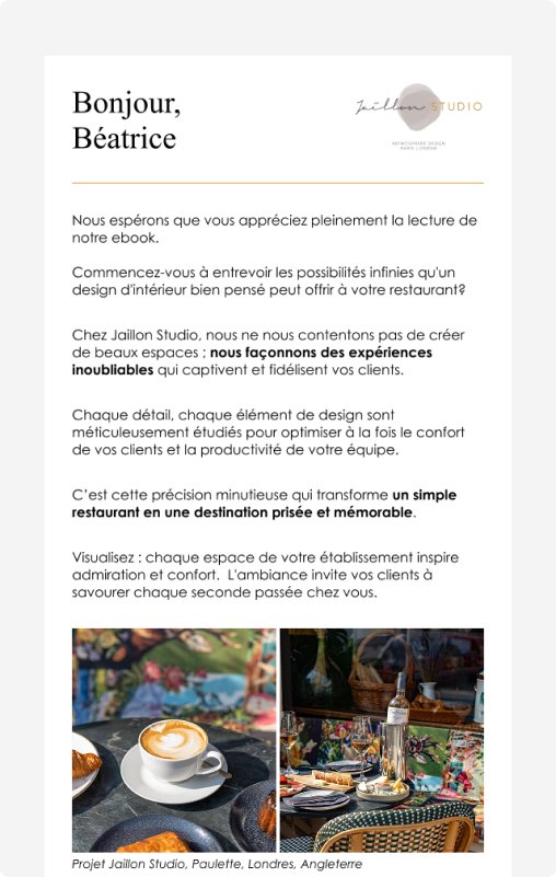 Jaillon studio - Tunnel de vente 9 Mail du tunnel de vente de Jaillon Studio