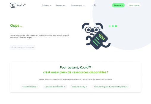 Maquette de la page 404