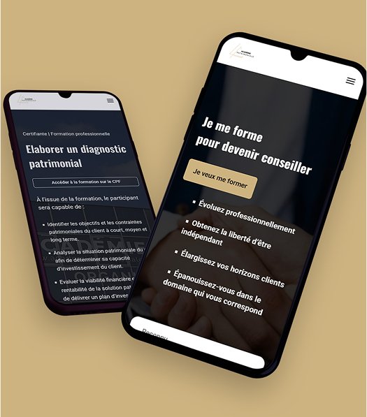 Site web de l'académie patrimoniale sur téléphone