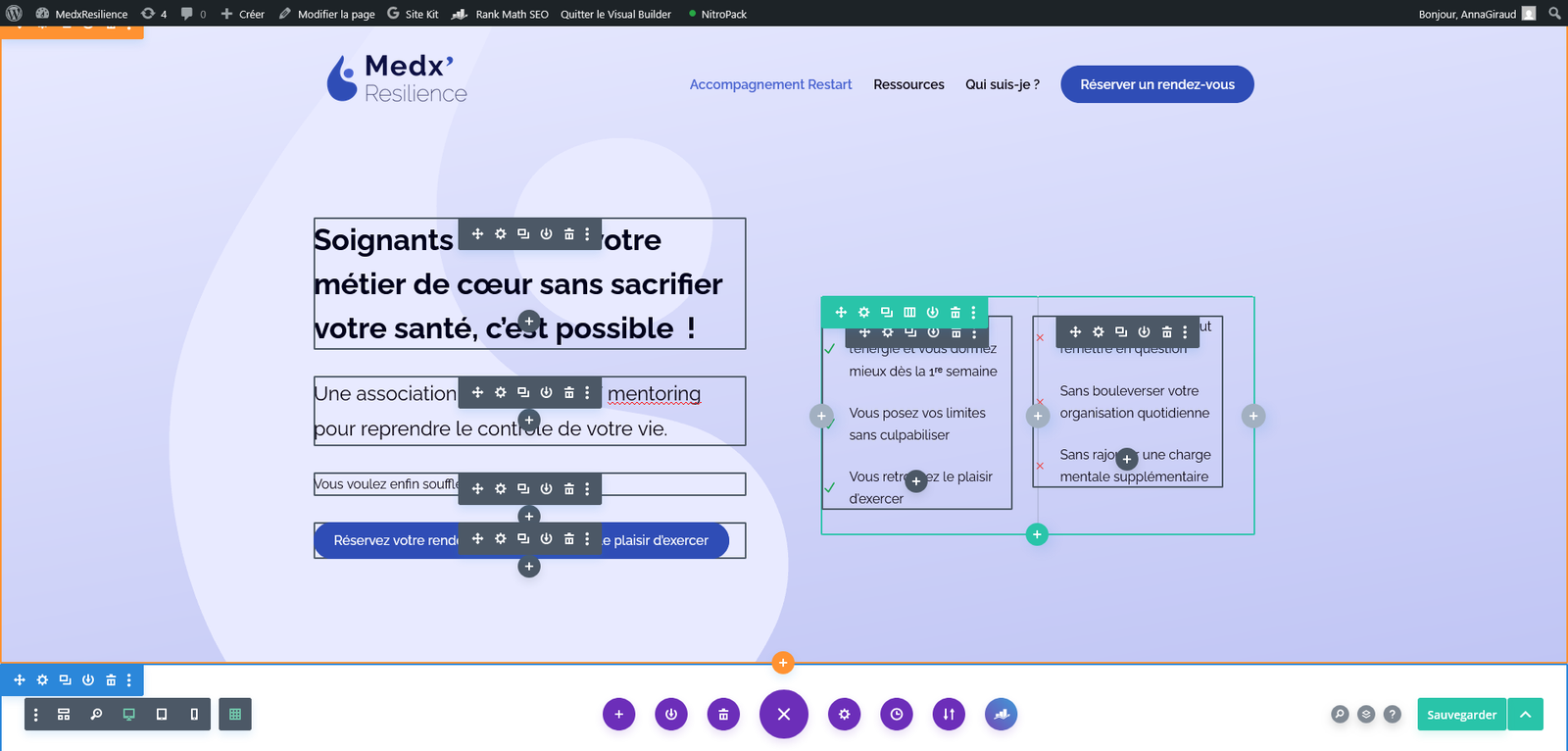 Medx'Resilience - Site web 6 Interface d'édition du site web