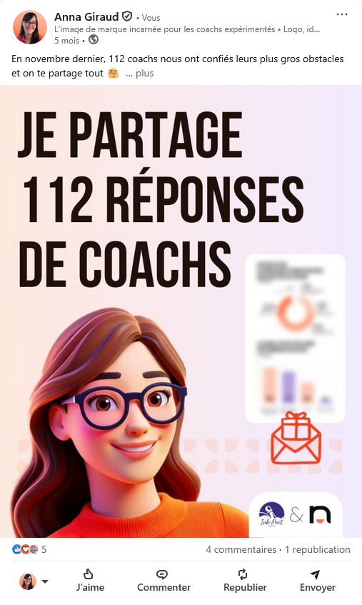 Webinaire Audrey & Anna - Tunnel de vente 8 Post Linkedin d'Anna sur la promotion du sondage
