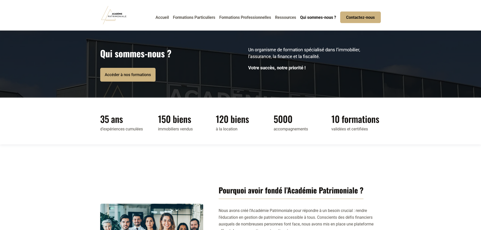 Page qui-sommes-nous de l'académie patrimoniale