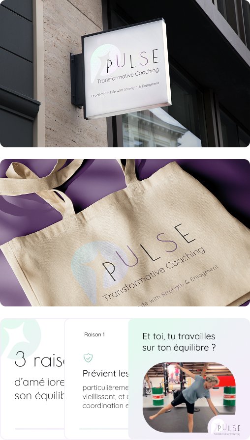 Mise en scène de pulse sur affiche totebag et post instagram