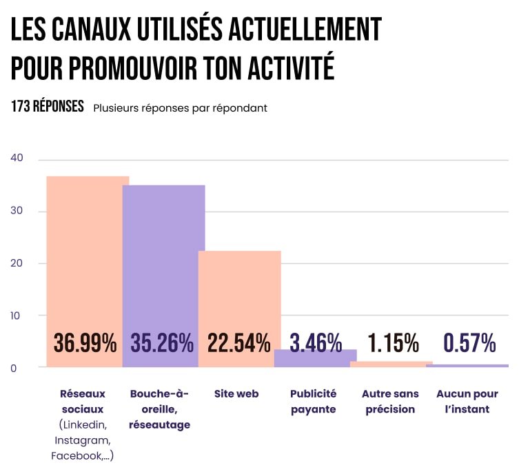 Sondage : les canaux utilisés actuellement pour promouvoir ton activité ?
