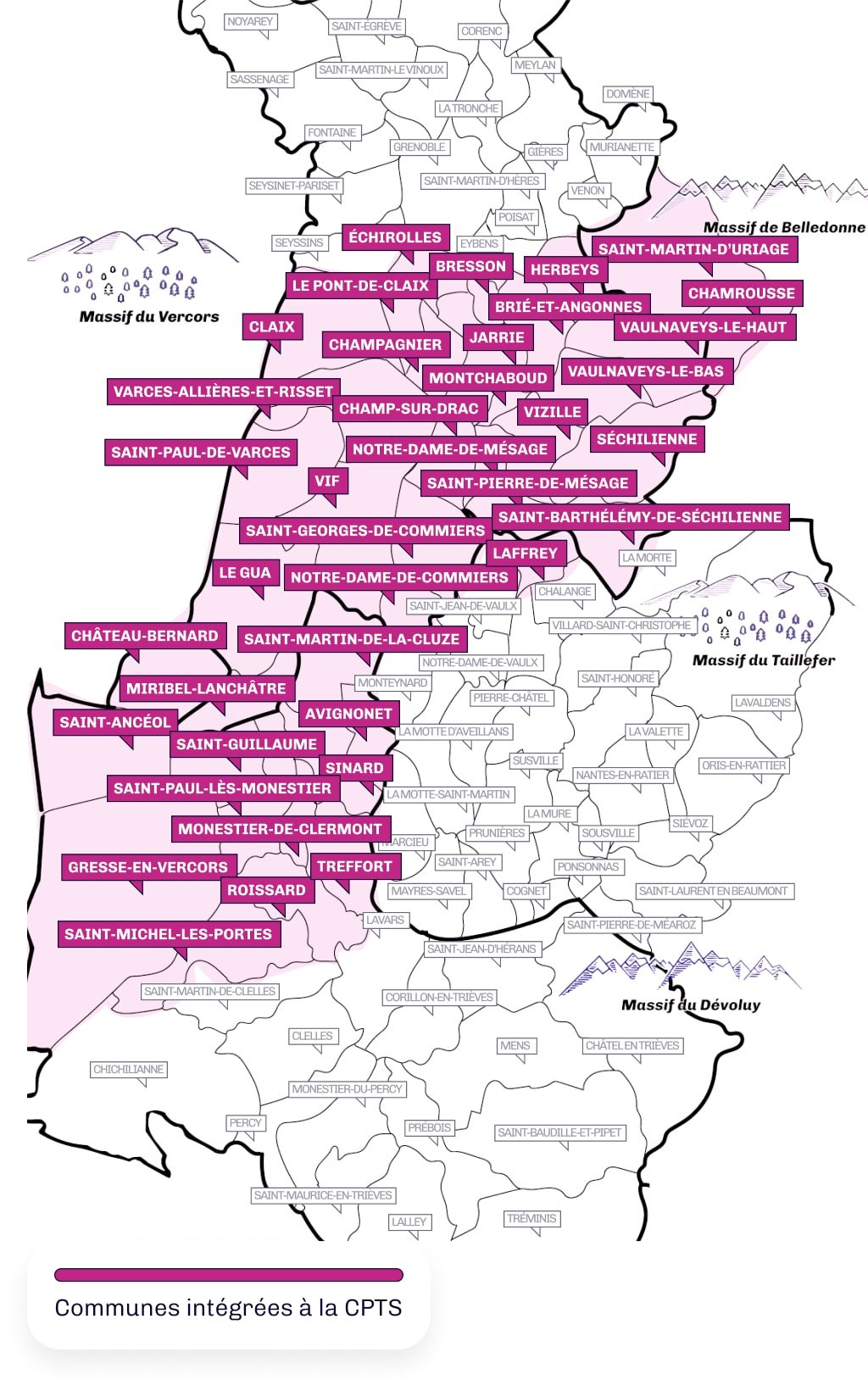 Carte de la présence de la CPTS DRAC SUD